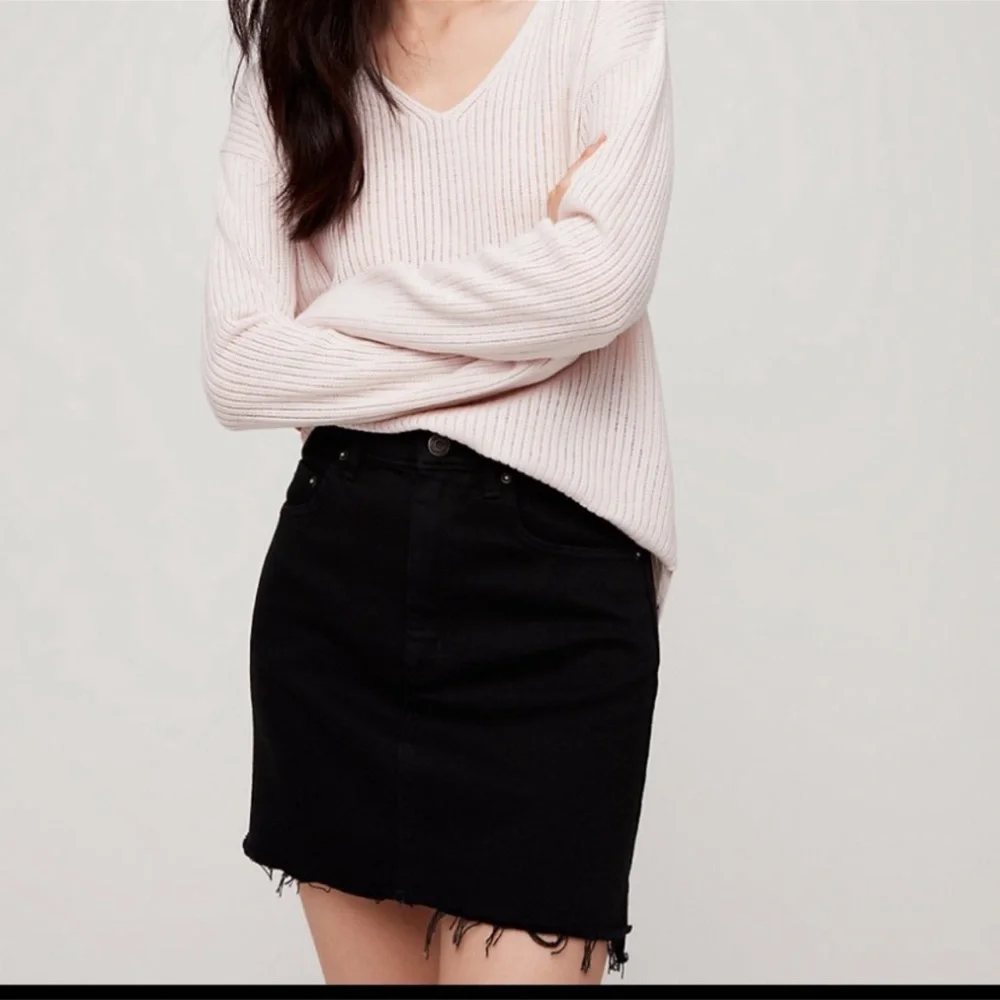 Wilfred Free‎ Tanit Denim Skirt Faded Black Raw Hem